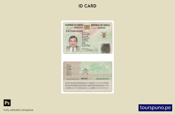 Plantilla de identificación de Kenia lista para imprimir